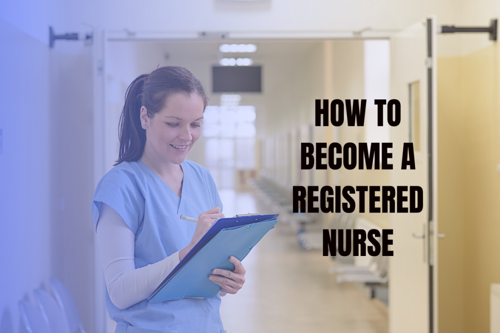 A registered nurse writing down on a paper with a smiling face