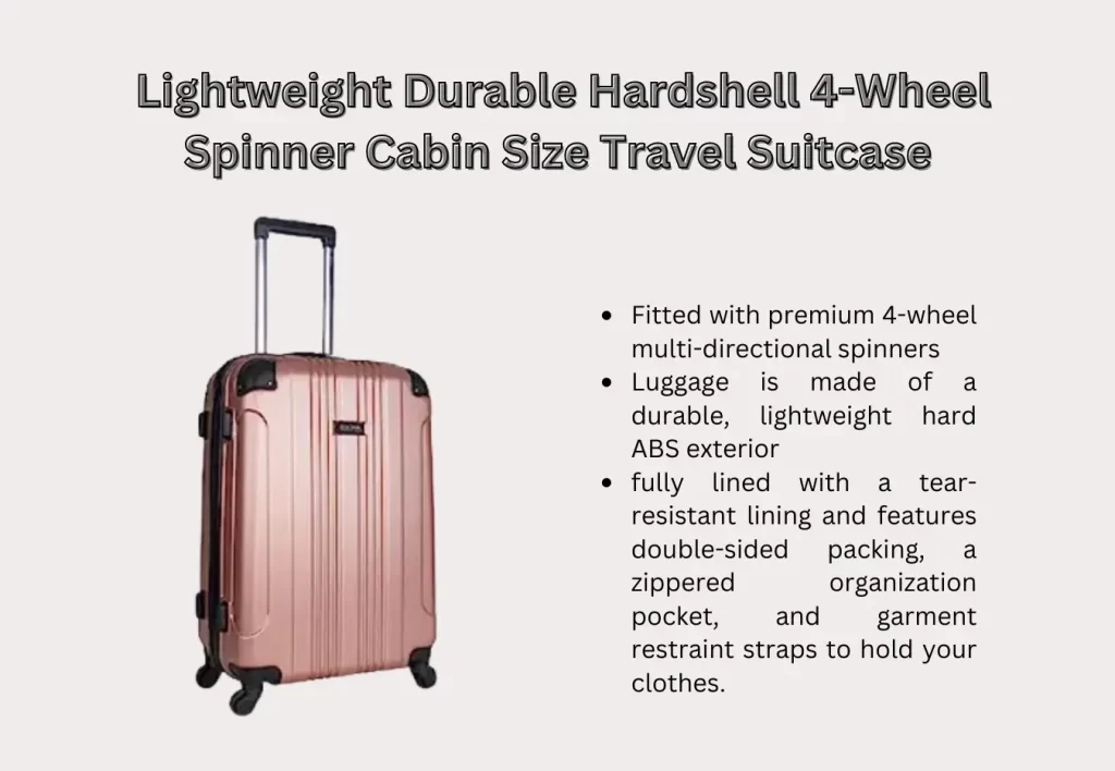 Lightweight Durable Hardshell 4-Wheel Spinner Cabin Size Travel Suitcase