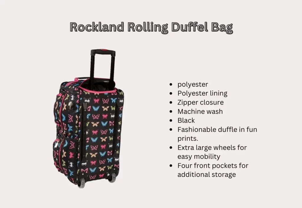 Rockland Rolling Duffel Bag, Black, 30-Inch - one of the best luggages for travel nurses
