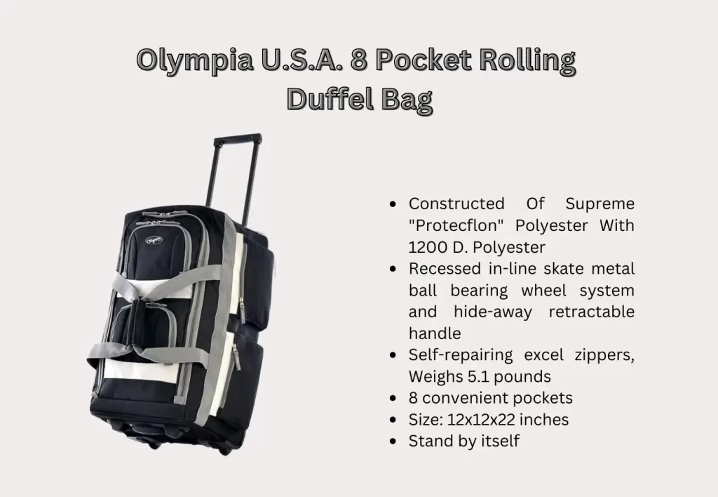 Olympia u.s.a. 8 pocket rolling duffel bag