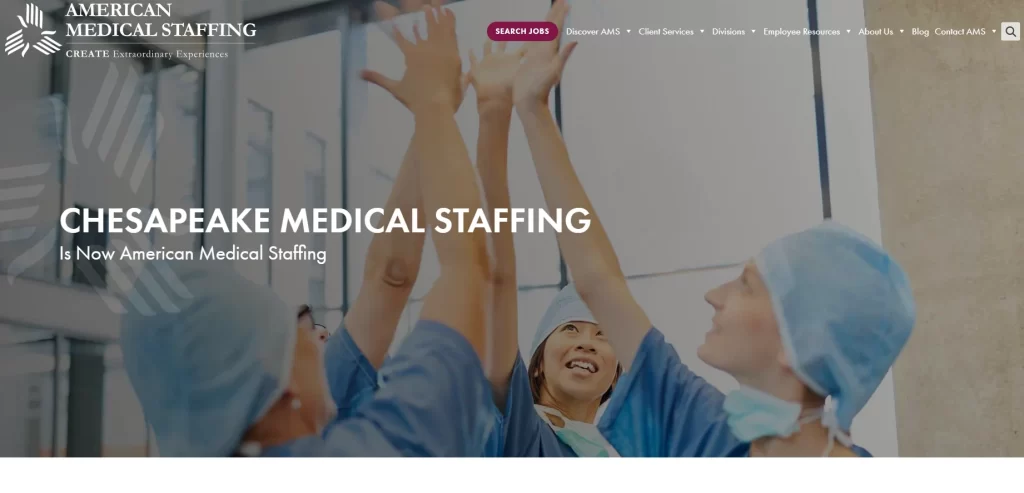 Chesapeake Medical Staffing - agency website interface