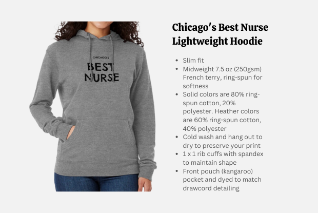 Chicago's Best Nurse Lightweight Hoodie - Confident nurse hoodie