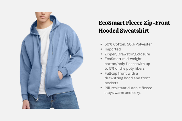 EcoSmart Fleece Zip-Front Hooded Sweatshirt - hoodie for nurses