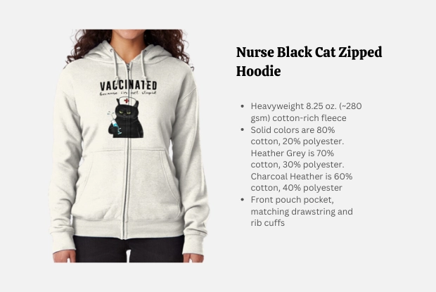 Nurse Black Cat Zipped Hoodie - Nurse hoodie