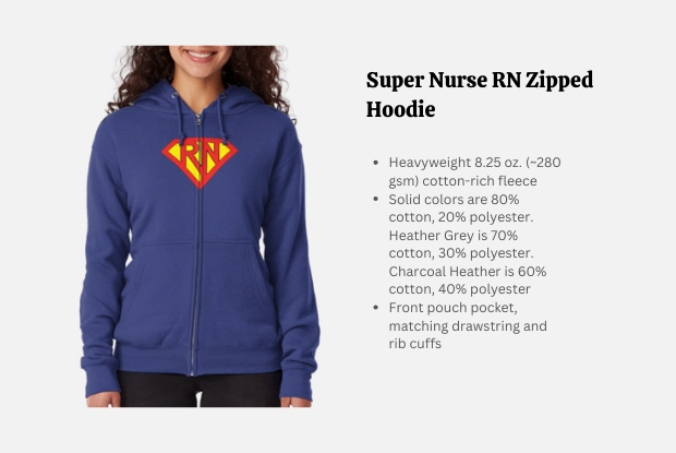 Super Nurse RN Zipped Hoodie - Proud nurse hoodie