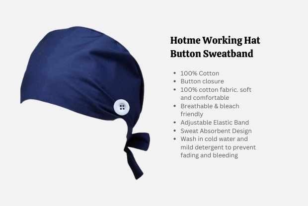 Hotme Working Hat Button Sweatband - nursing cap