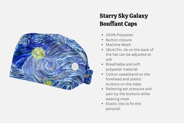 Starry Sky Galaxy Bouffant - nursing cap